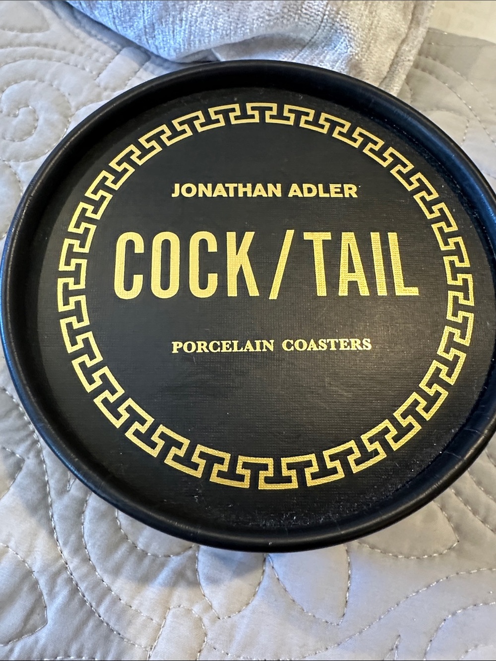 Jonathan Adler Black and Gold Porcelain Coaster Set — Cocktail set